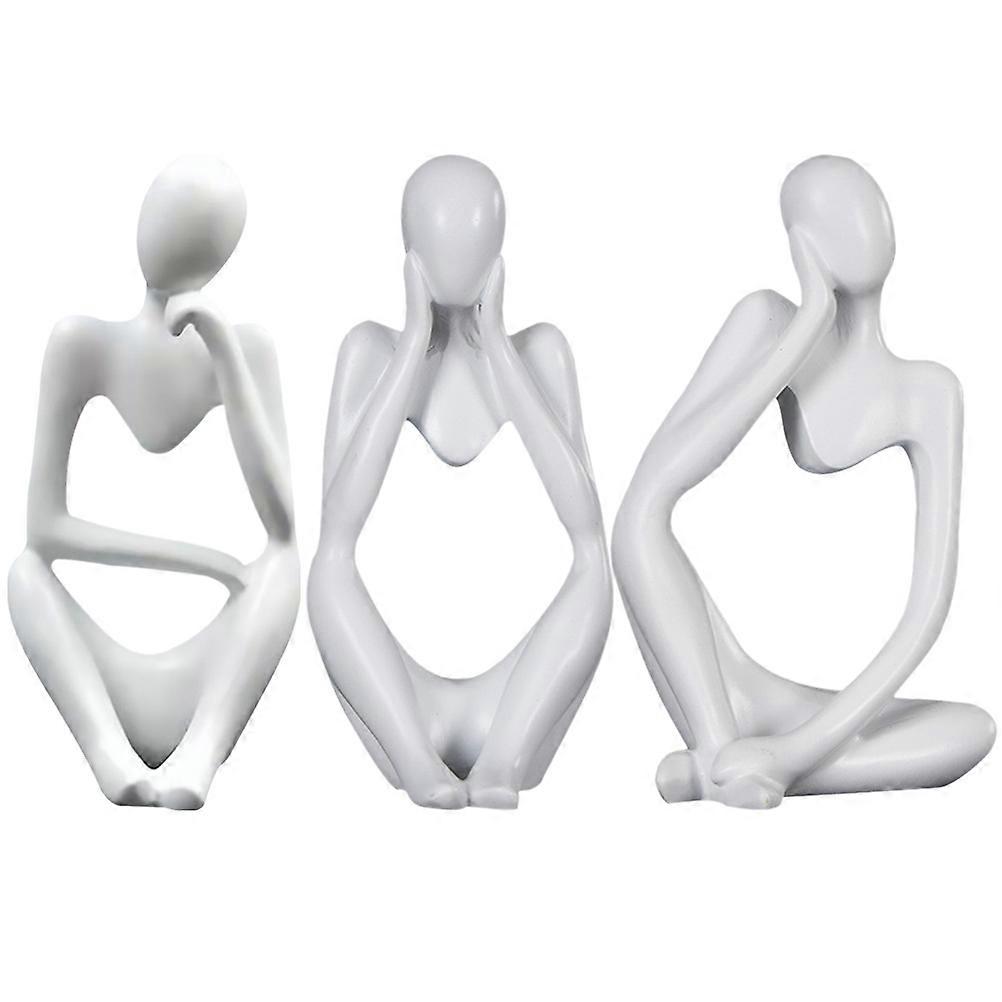 3pcs Thinker Statue Abstract Office Desk Decor Modern Home Style