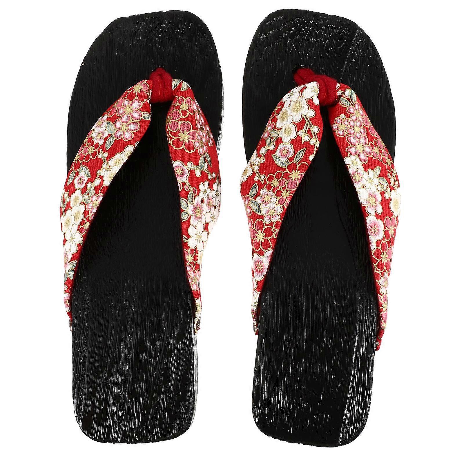 Stylish Lady Clogs Sandals Made of Cloth and EVA Comfortable Breathable Red Color Flat Bottom Design