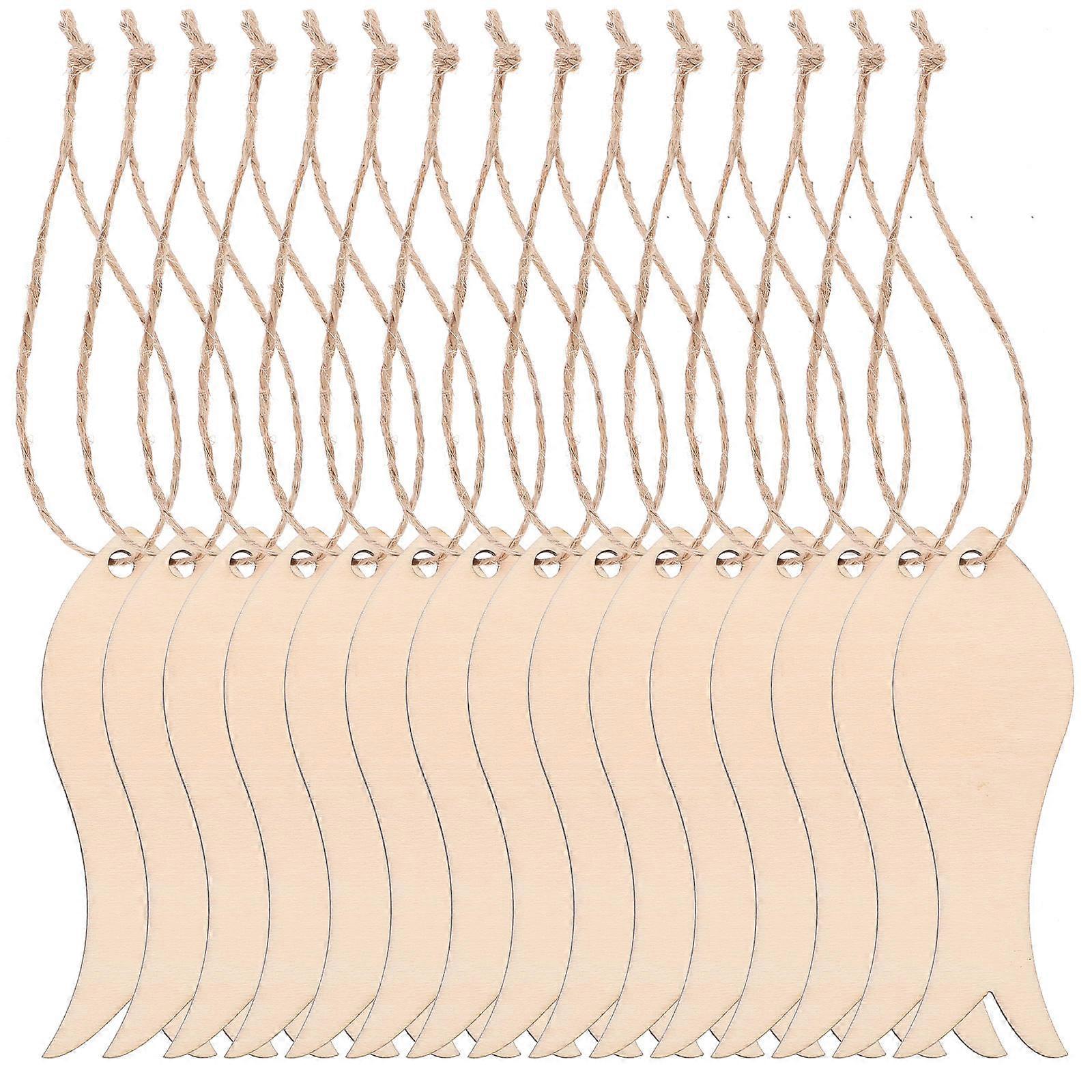 Wooden Fish Cutouts for Decoration Use Beige Color Smooth Surface Lightweight Easy DIY Craft 20 Pieces
