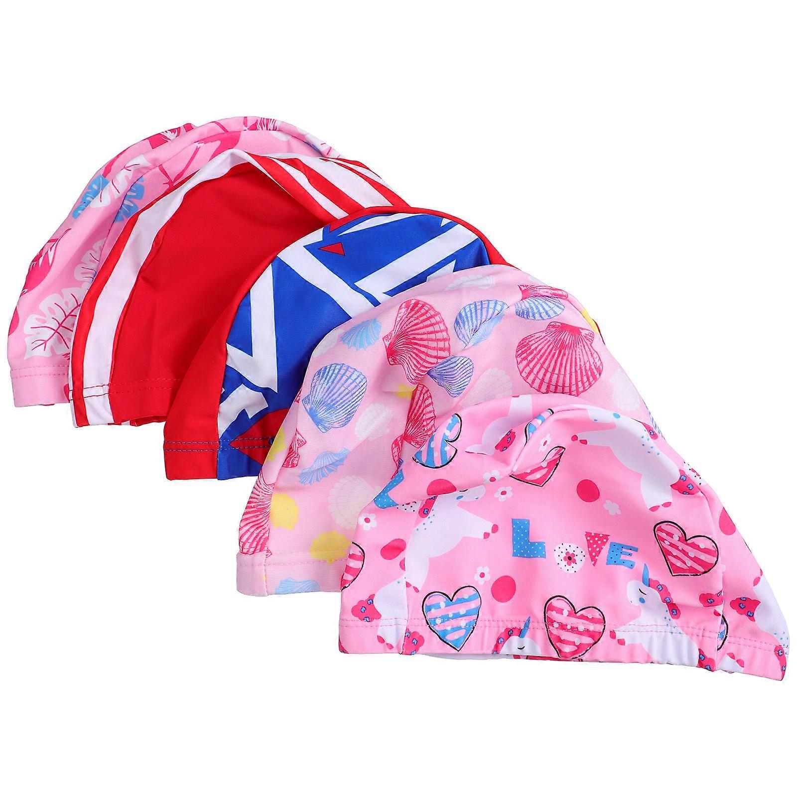 5pcs Swim Caps with Ear Protection – Comfortable Bathing Caps for Boys – Random Styles for Swimming Pool & Shower Use