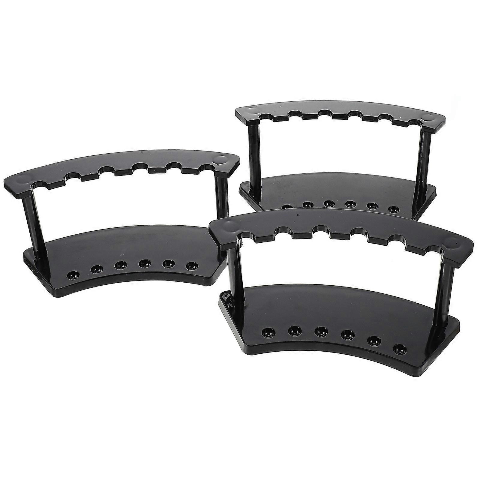 Fan-shaped Plastic Display Racks For Cosmetics And Pens In Black For Desk Organization 3Pcs