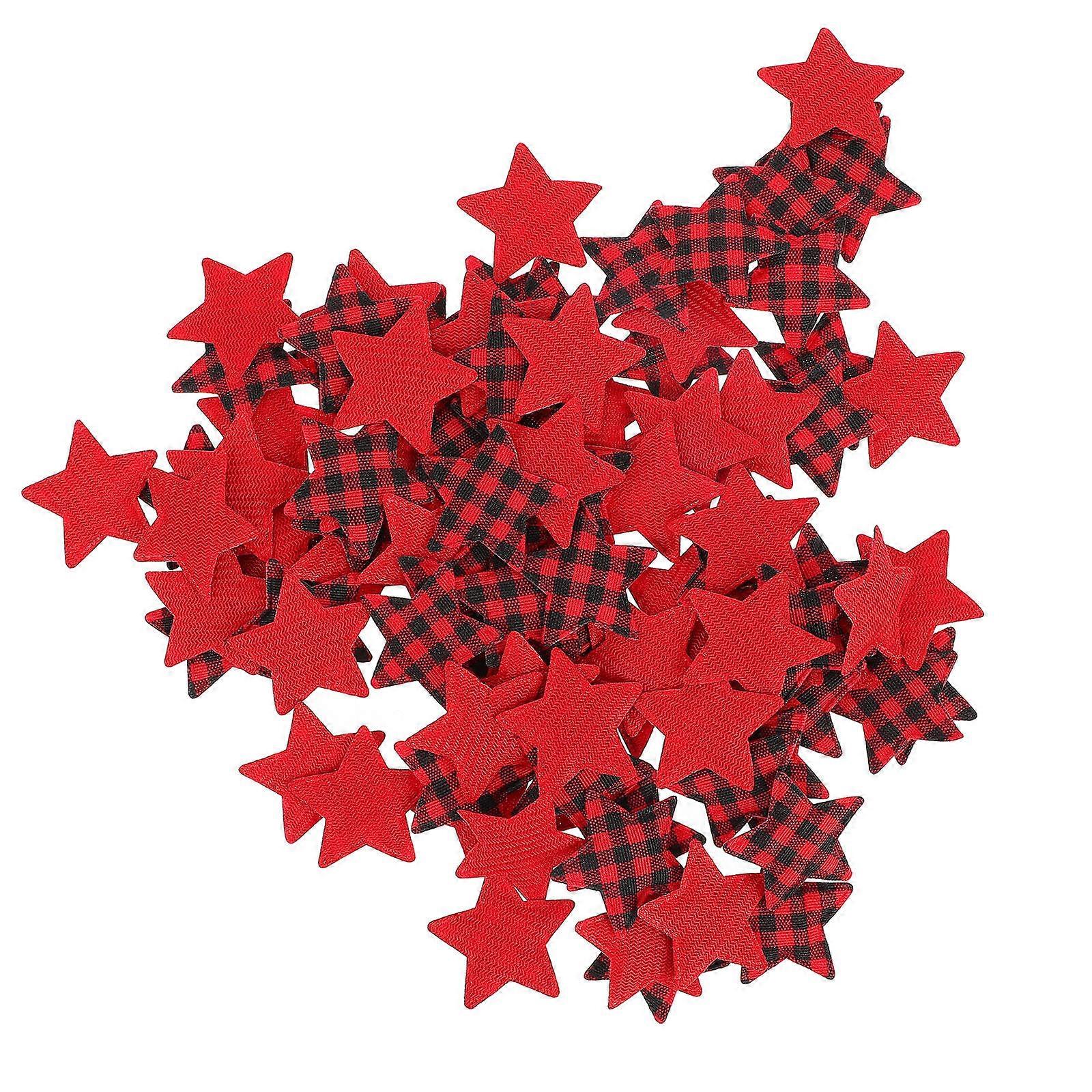 100Pcs Five Pointed Star Cloth Ornament Suitable For Christmas And Party Decoration Red Color Craft Material