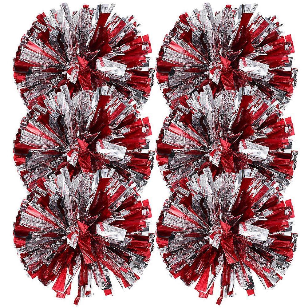 Red Plastic Cheerleading Pom Poms for Sport Cheering Reusable and Vibrant 6 Pieces