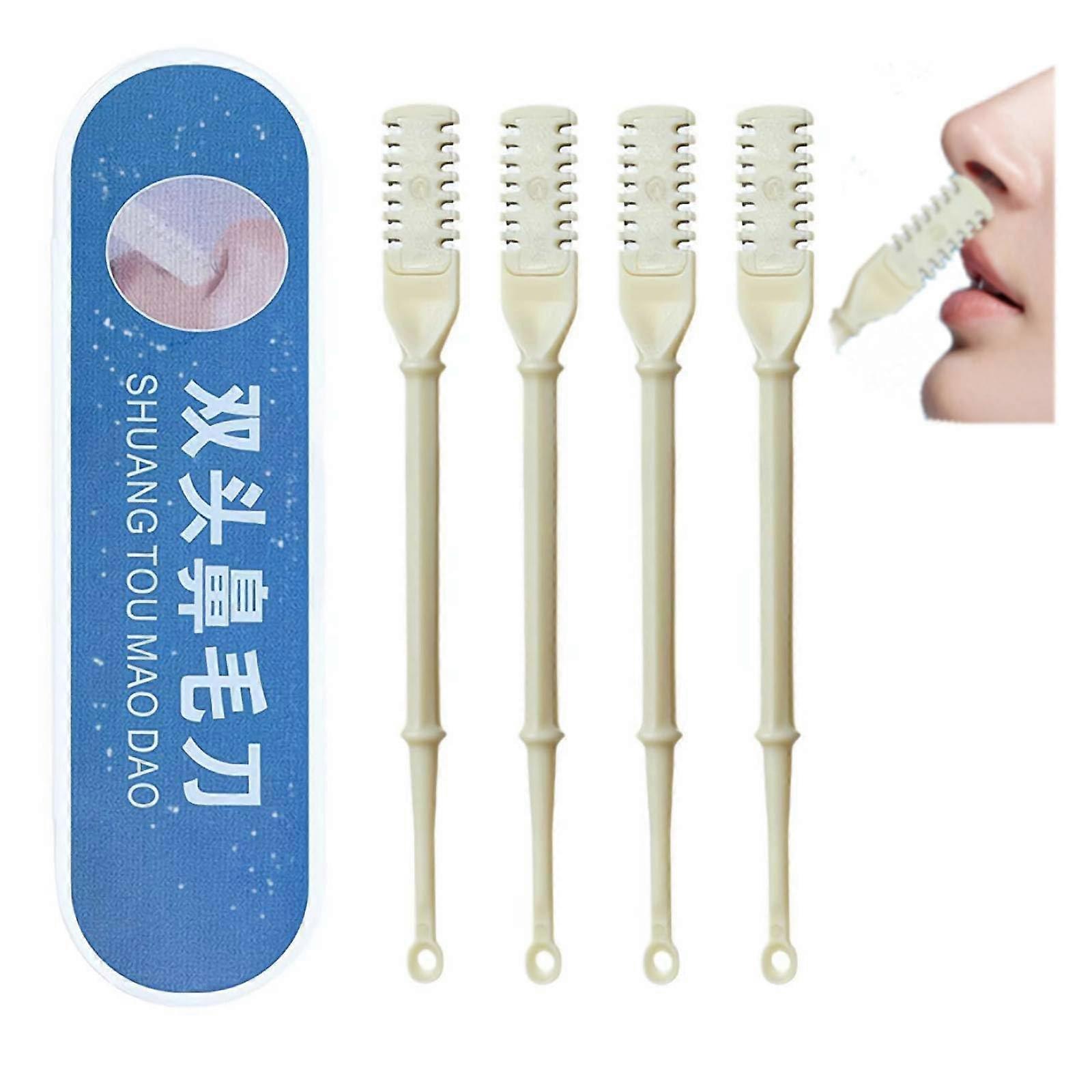 2 in 1 Nose Hair Trimmer with Double Sided Knife, Portable Manual 360° Rotating Ear and Nose Hair Remover Tool for Men