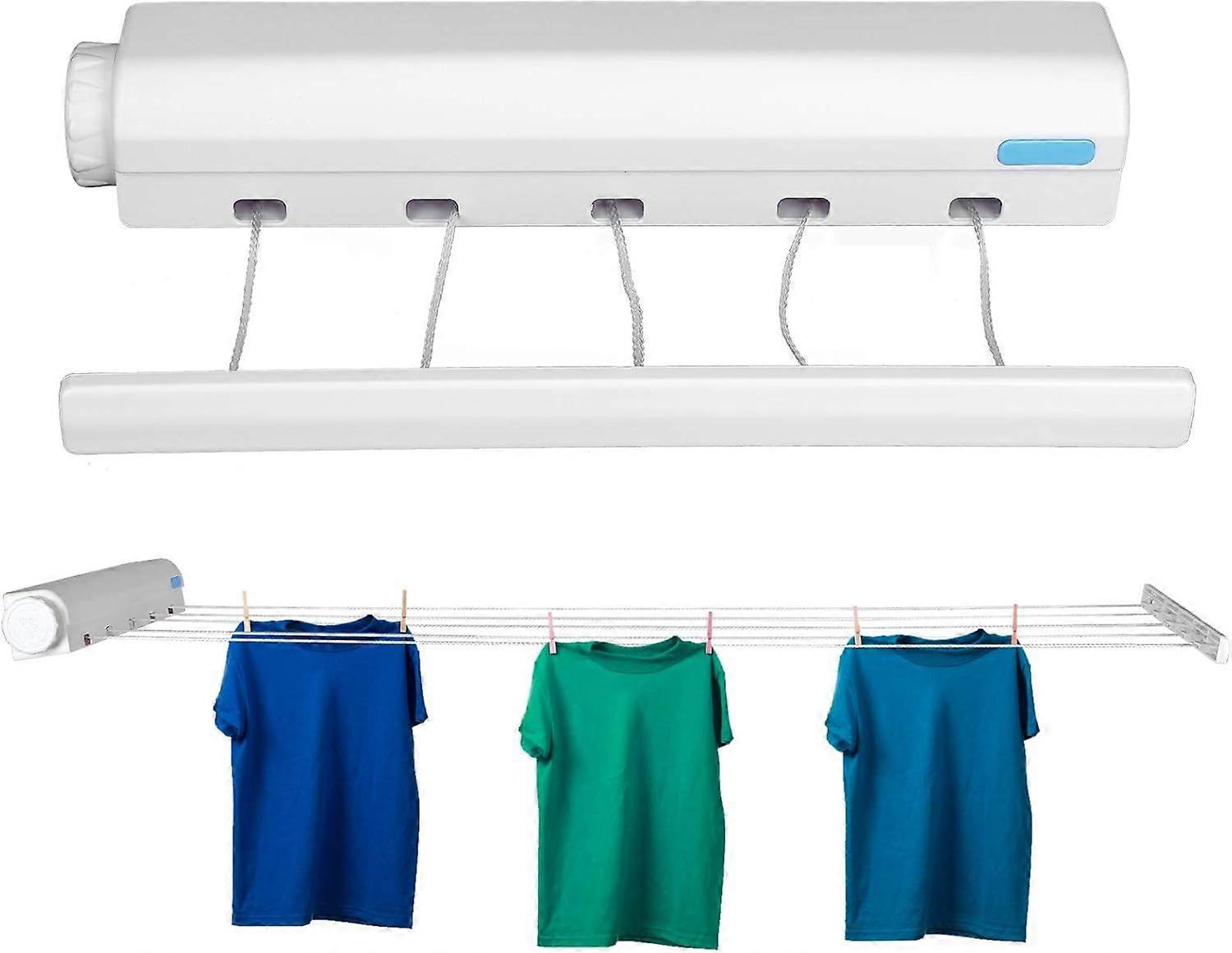 Spring Automatic Clothesline Drying Rack with Hooks, Perforated Installation