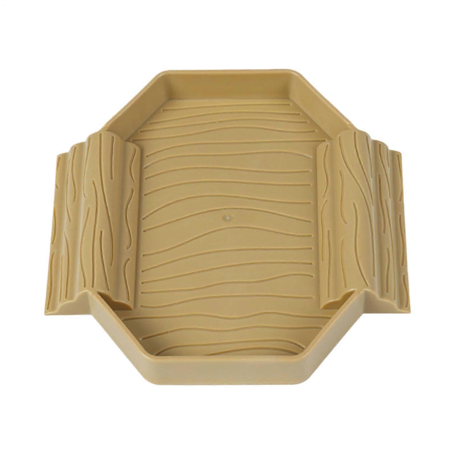 Tortoise Water Bowl - 2-In-1 Reptile Bathing Pool for Tortoise, Gecko, Snake, Easy Clean, Strong Design, 5.87x5.71x0.79 Inches Beige Yellow