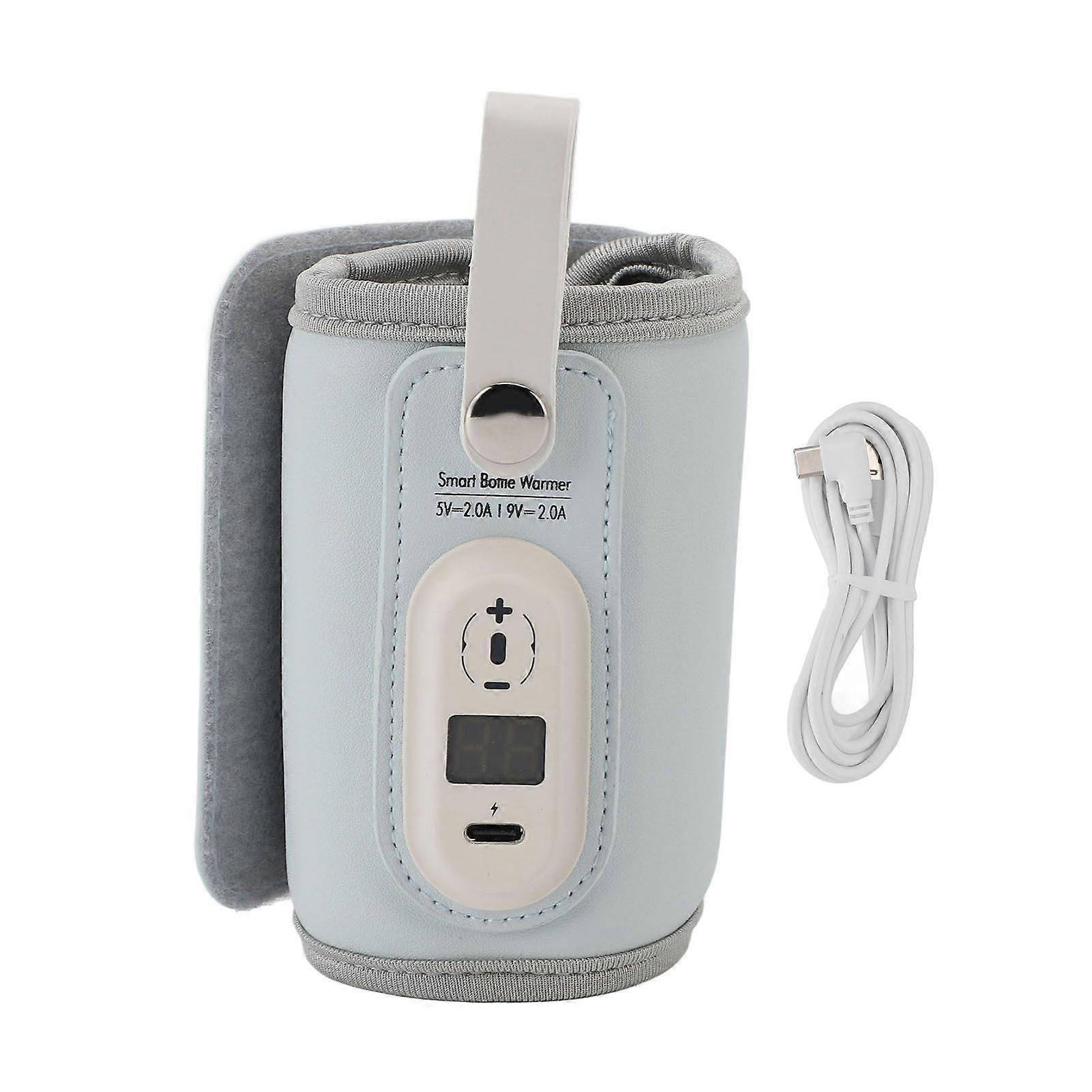 USB Milk Bottle Warmer Blue Fast Heating 6 Gear Temperature Adjustable Constant Temperature Milk Bottle Warmer Insulation Cover for Outdoor Night
