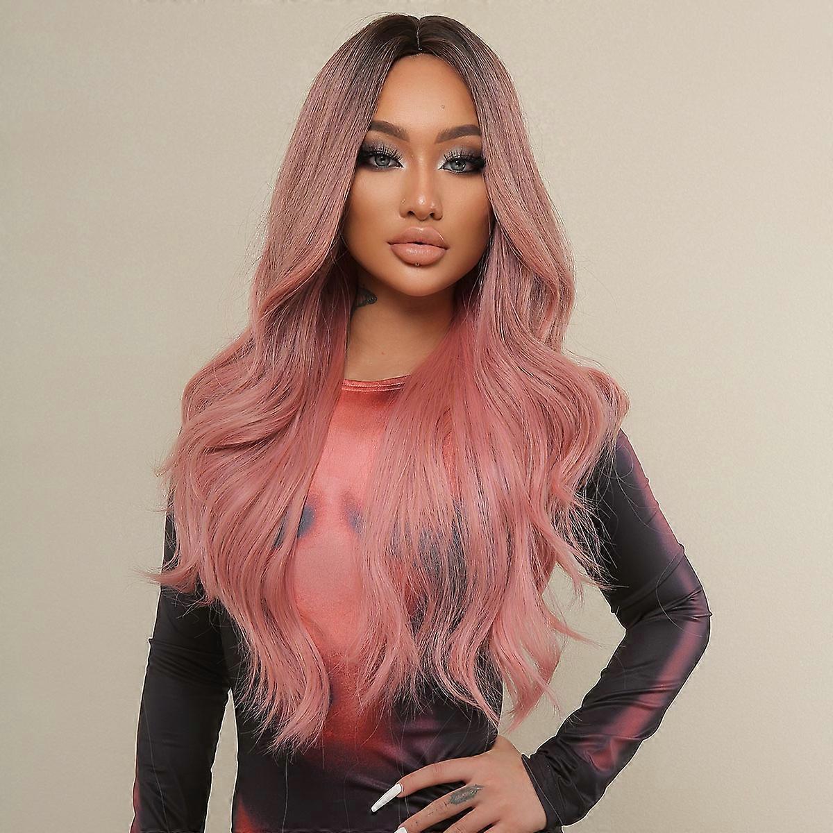 Pink Wavy Heat-Resistant Synthetic Wig for Women – Natural Look, Easy Maintenance, For Everyday Use