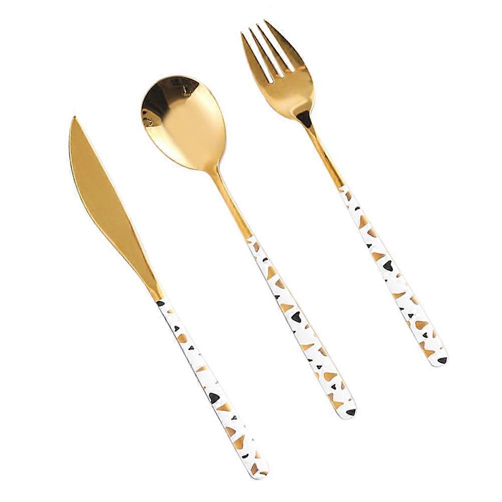 Stainless Steel Tableware Kit with Spoon Fork and for Home Use Simple and Fashionable 3 Pieces