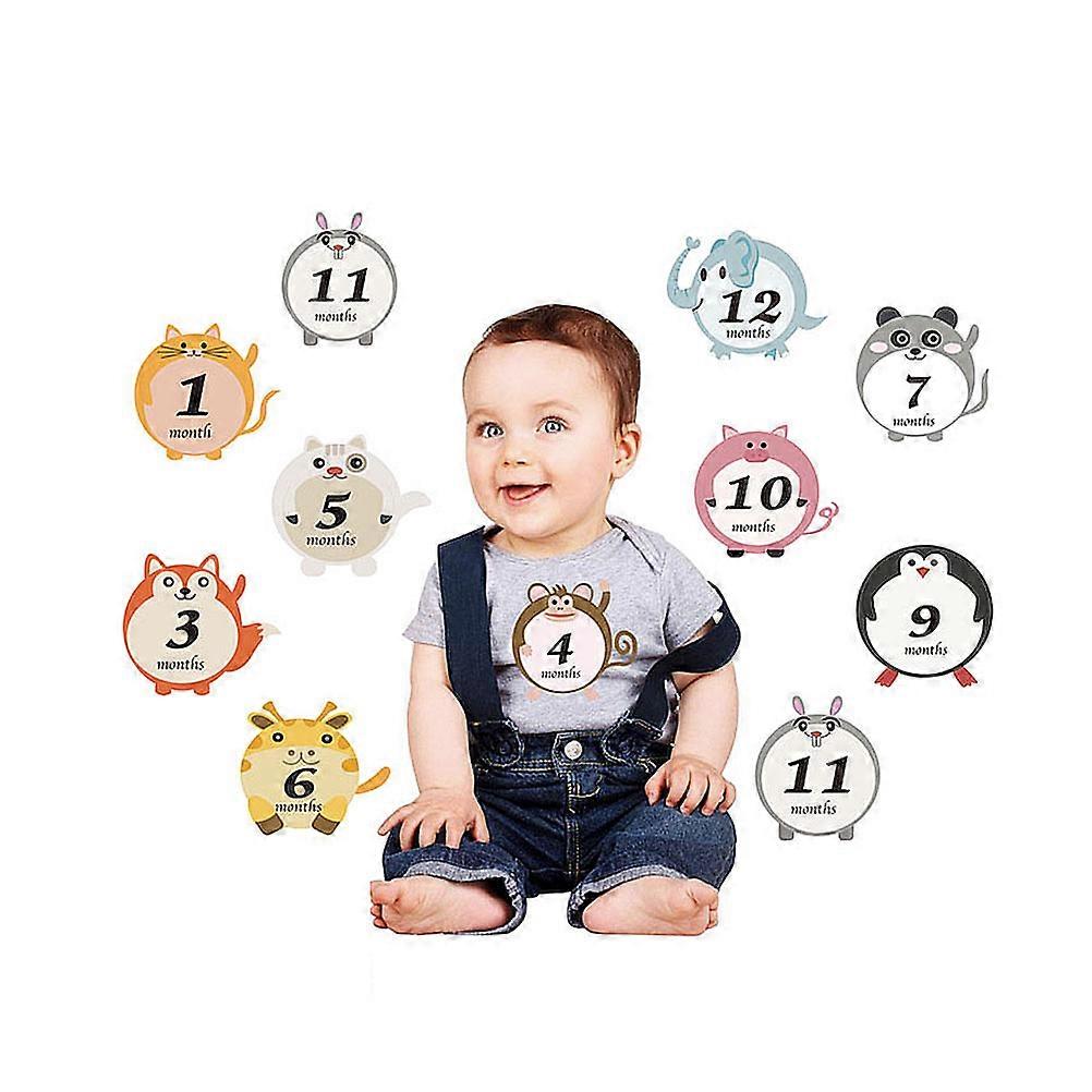 Cartoon Animal Baby Month Decals Adorable Photo Stickers for Decoration Assorted pcs