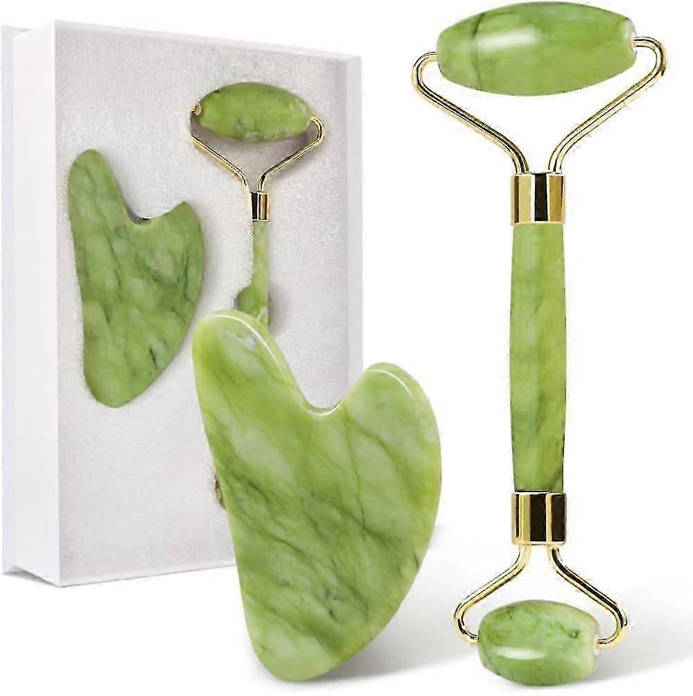 Gua Sha and Jade Roller Set for Daily Skin Care, Gua Sha Tools for Face, Neck and Body Muscles
