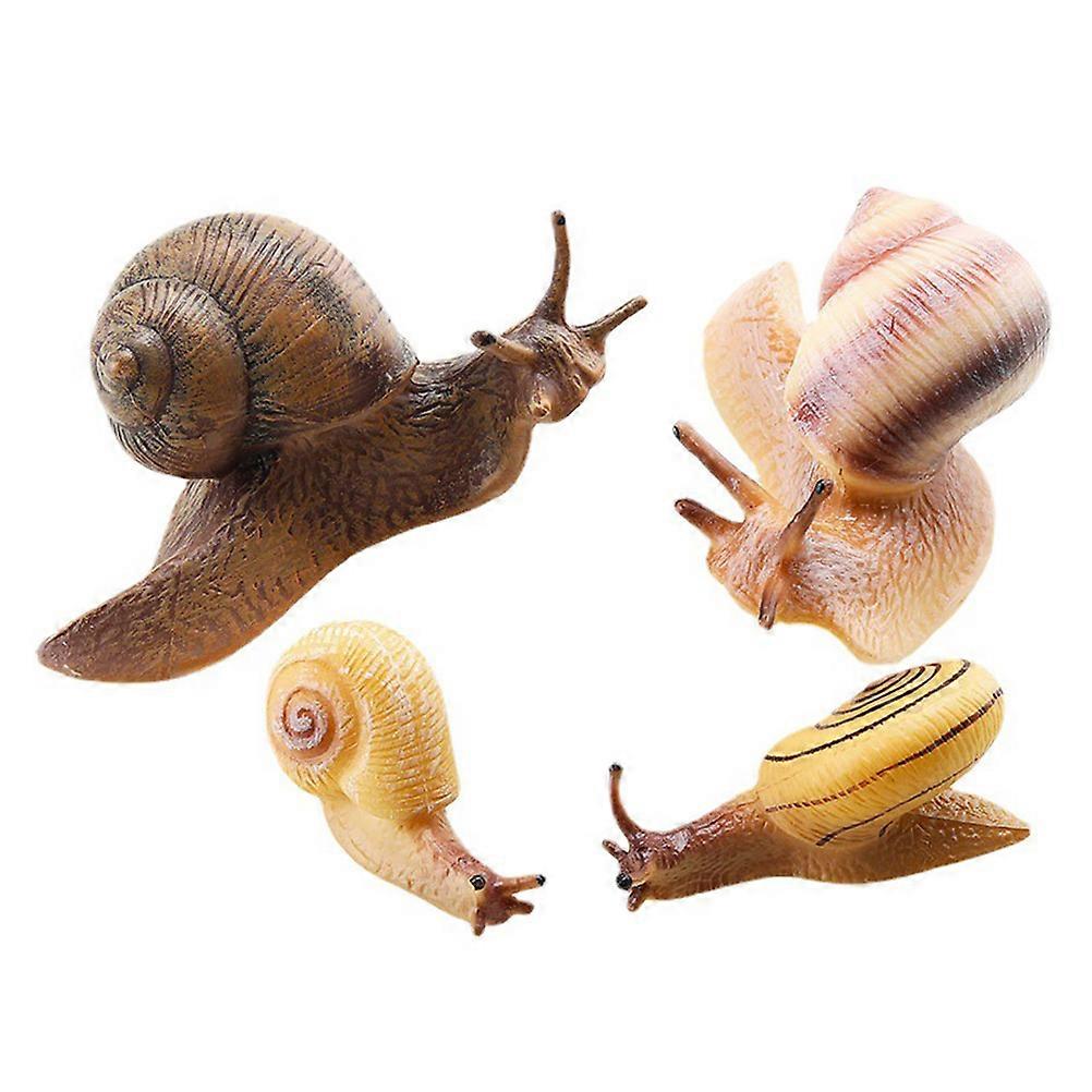 Snail Decorations Garden Snail Figurines Animals Model Children's Party Light Brown Pvc Decorative 4Pcs