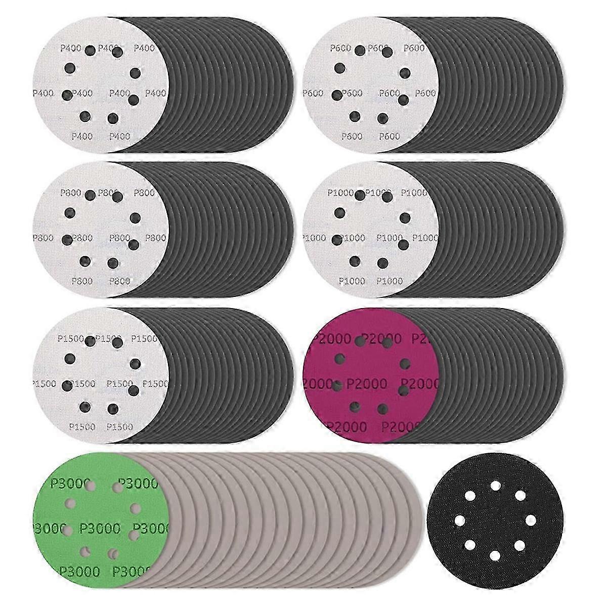 Improved Quality: 140Pcs 5 Inch Wet & Dry Sanding Discs, Hook and Loop Sandpaper for Orbital Finishing