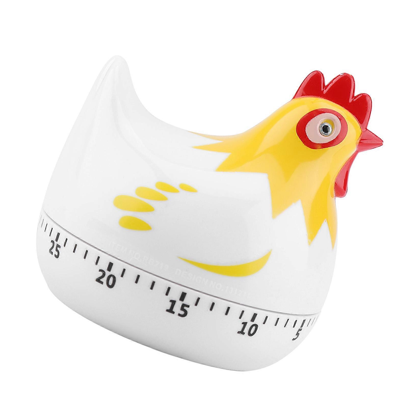 Chicken Pattern Kitchen Timer 6.5cm Durable PP Black/White