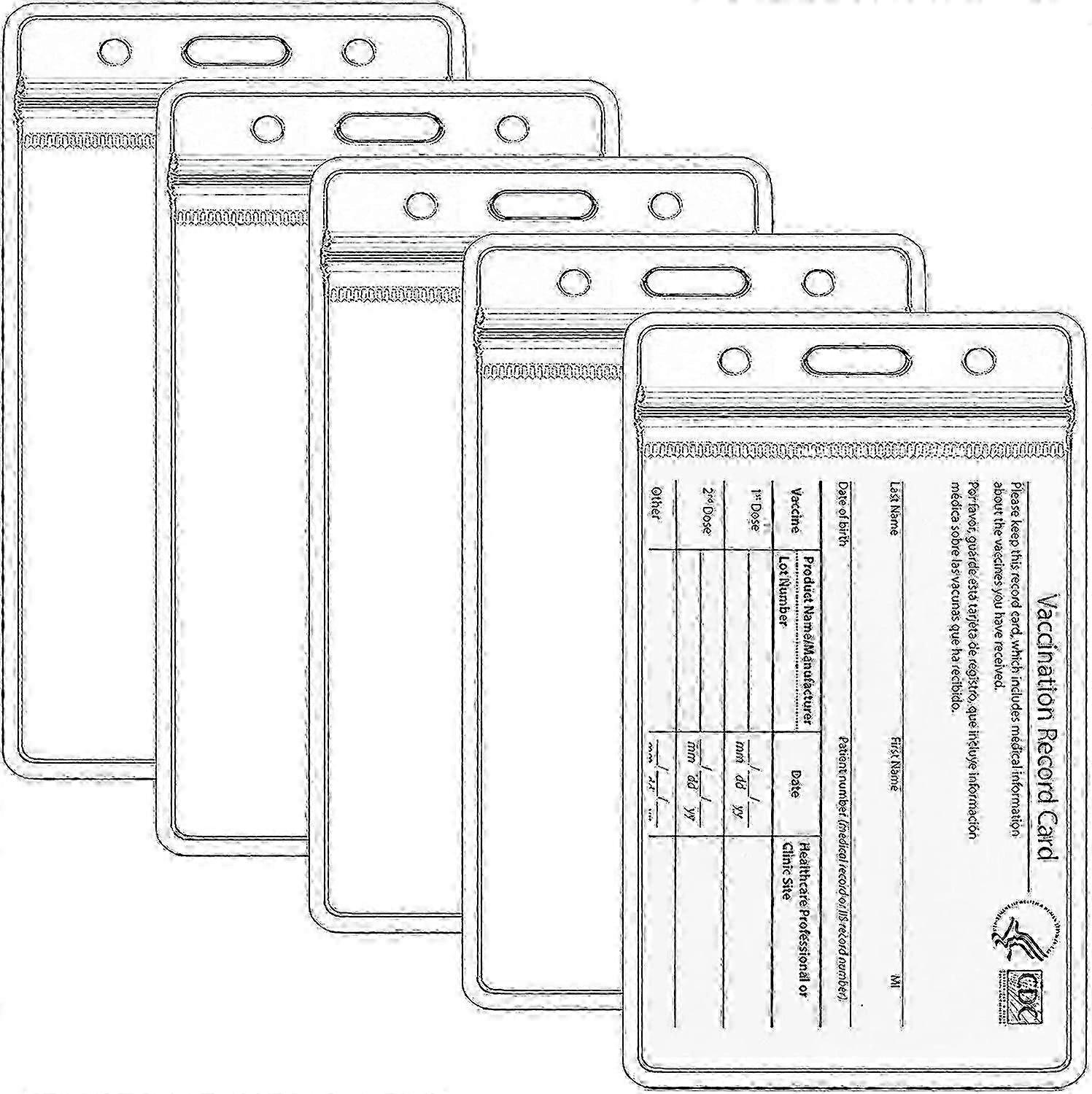 2025 5 Pack Vaccination Card Protector Waterproof