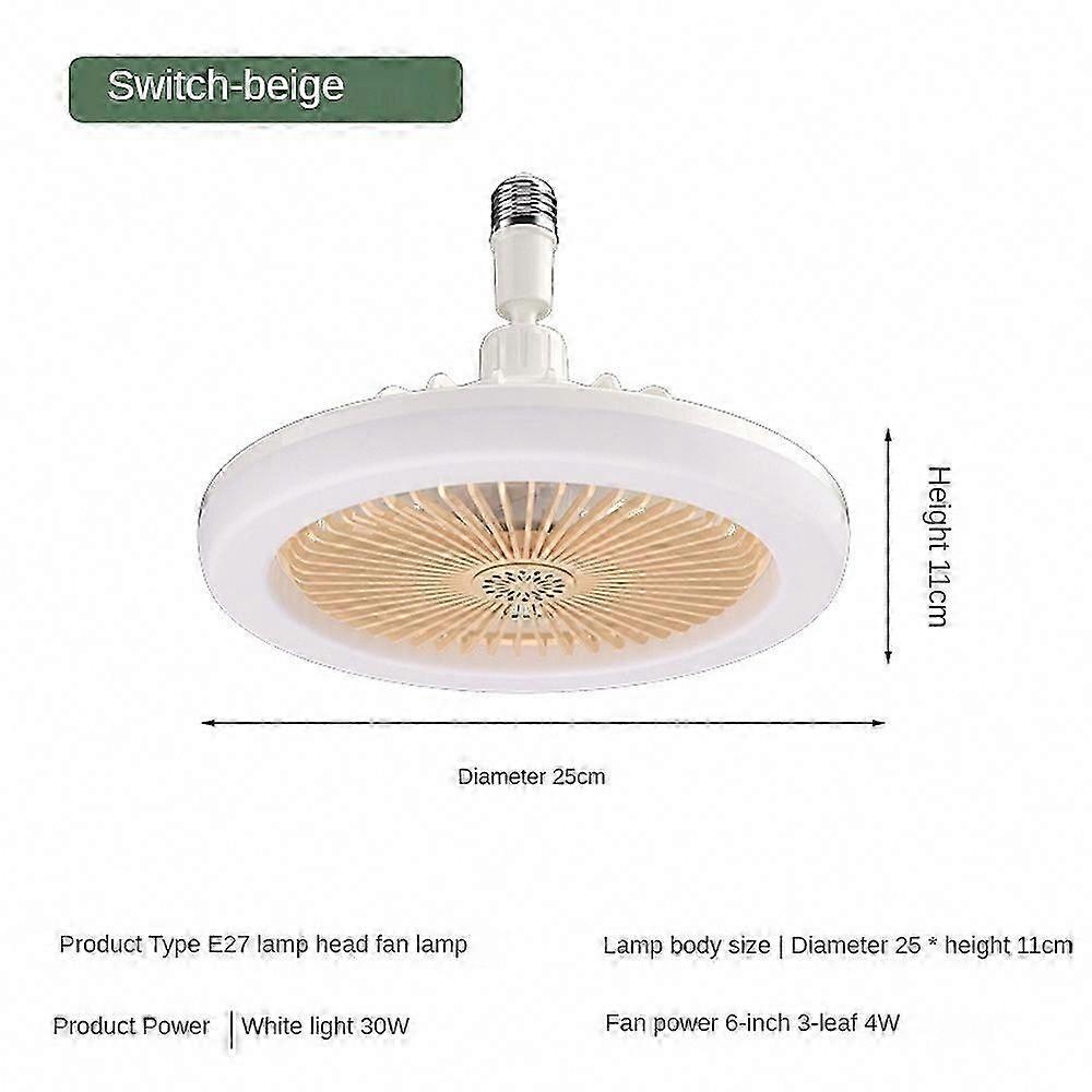 Smart Silent Ceiling Fan with Remote Control, LED Light, E27 Base for Bedroom Living Room