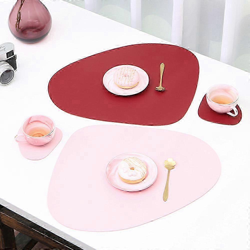 Leather placemats and coasters, washable round double-sided non-slip place mats faux leather 4pc 2025