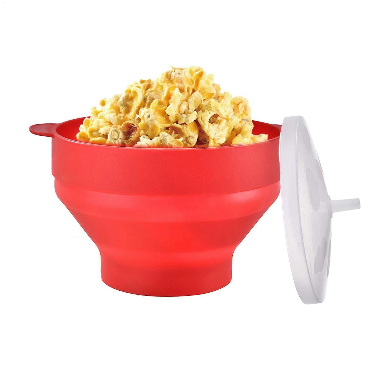 Popcorn Maker Microwave Popcorn Popper HeatResistant Silicone Popcorn Bowl Reusable Red