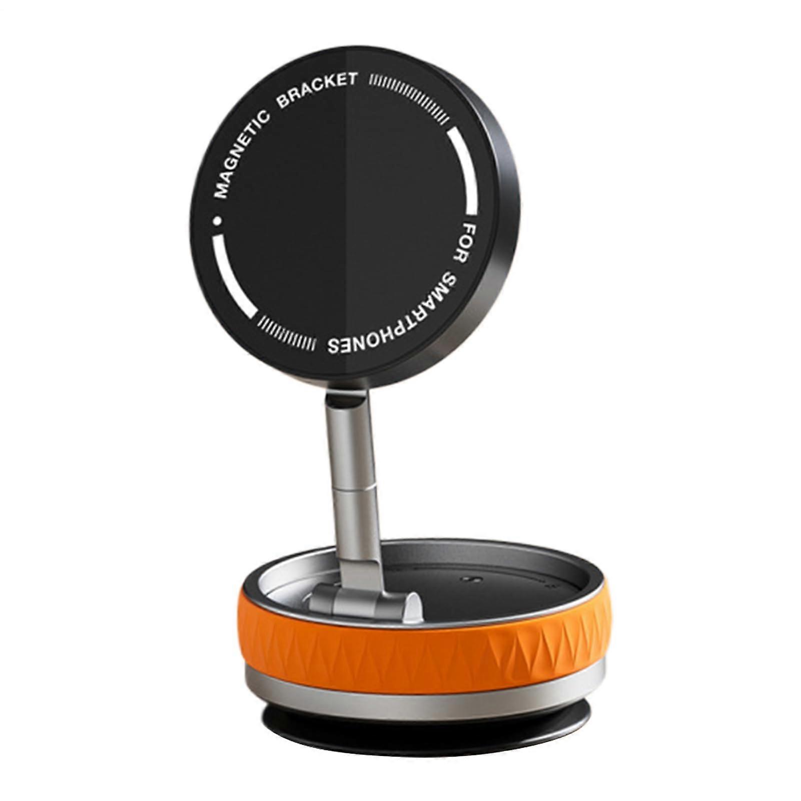 Foldable Car Phone Mount, Adjustable Suction Cup, Smartphone Tablet Stand, Dashboard Windshield Mount, Portable Orange