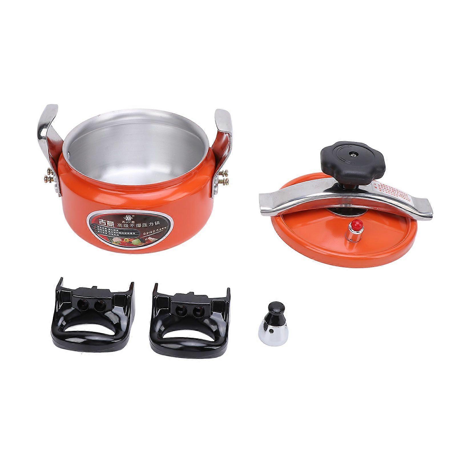Double Bottom Pressure Cooker Canner Aluminum Alloy Large Capacity Easy to Open and Close Pressure Canning Pot for Gas Stove Orange 3L