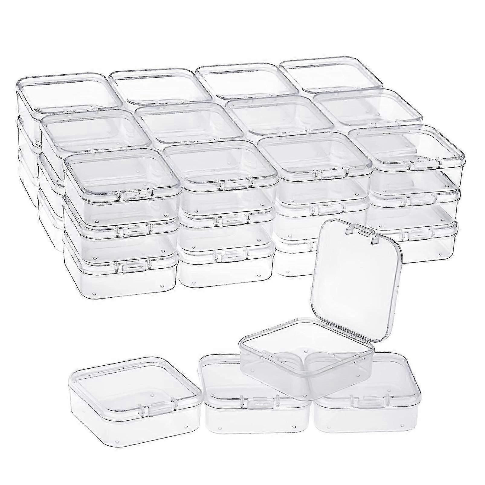 40 包透明塑料珠储物容器盒带铰链盖,用于小物品,钻石,B
