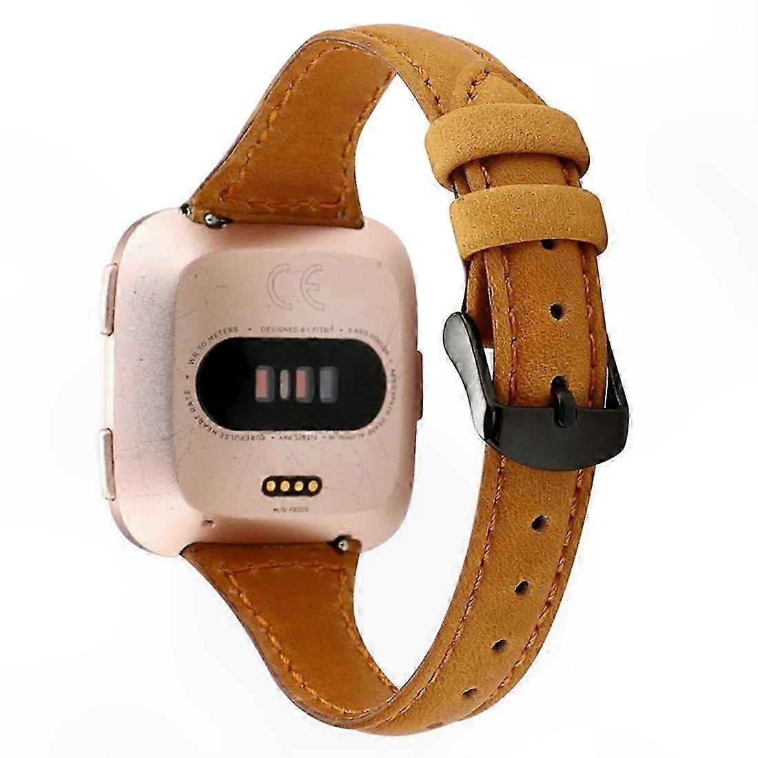 Crazy Horse Texture Leather Strap, Light Brown Smartwatch Replacement Band for Versa Models