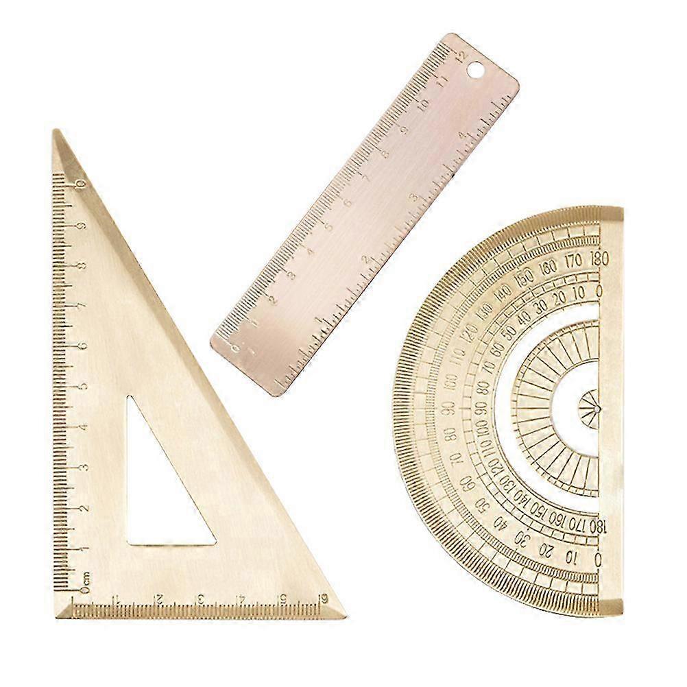 Precision Brass Triangle Ruler Set for School and Office Use - Accurate Measurement Tool for Geometry and Drafting