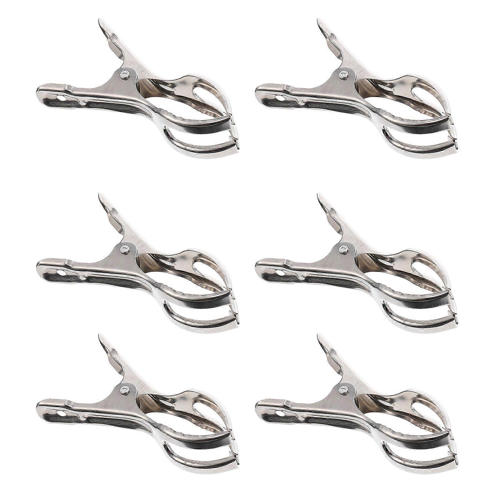 Stainless Steel Clothes Clamps Windproof Multi Function Clips 6Pcs