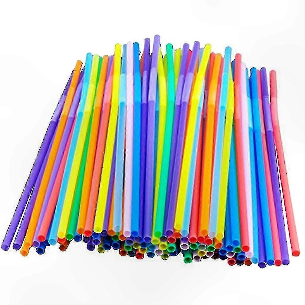 Multi-Color Plastic Drinking Straws, 100 Count for Parties & Refreshments