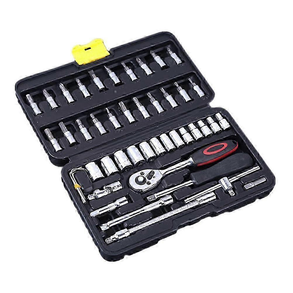Professional Mechanics Tool Set Ratchet Wrenches Set Metric For Diy Enthusiasts 46PC