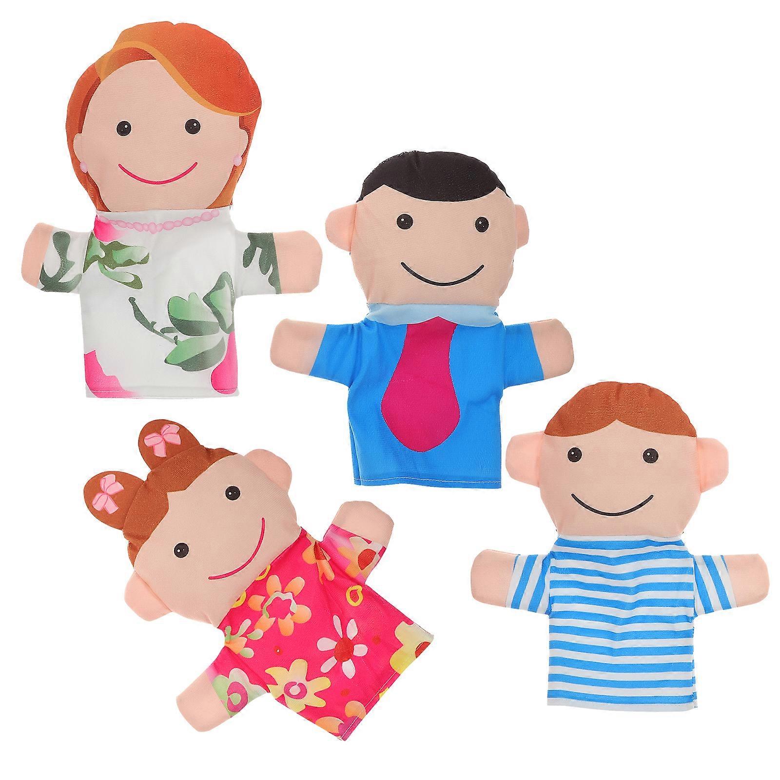Hand Puppet Family for Educational Toys 4Pcs Cloth Puppets