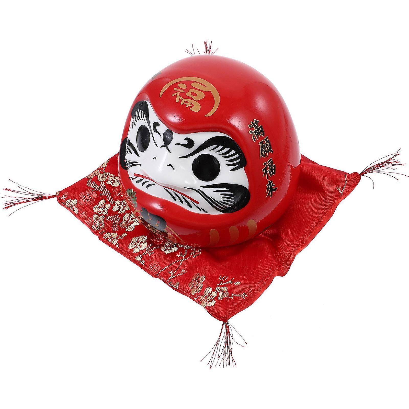 Japanese Dharma Piggy Bank for Coin Storage 4Pcs Ceramic Red Decoration