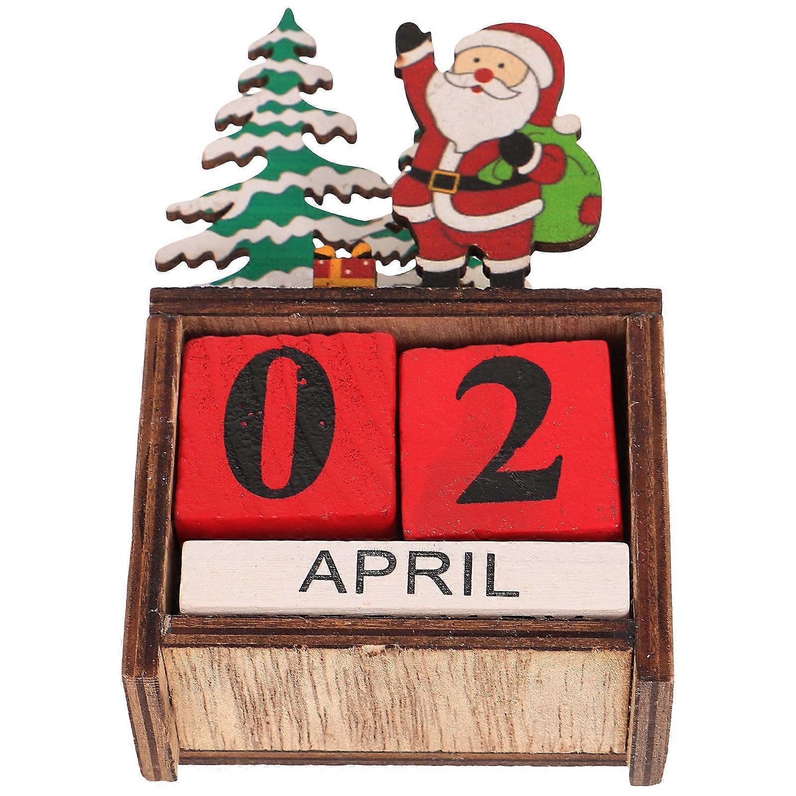 Perpetual Calendar Wooden Christmas Calendar for Counting Time 2Pcs