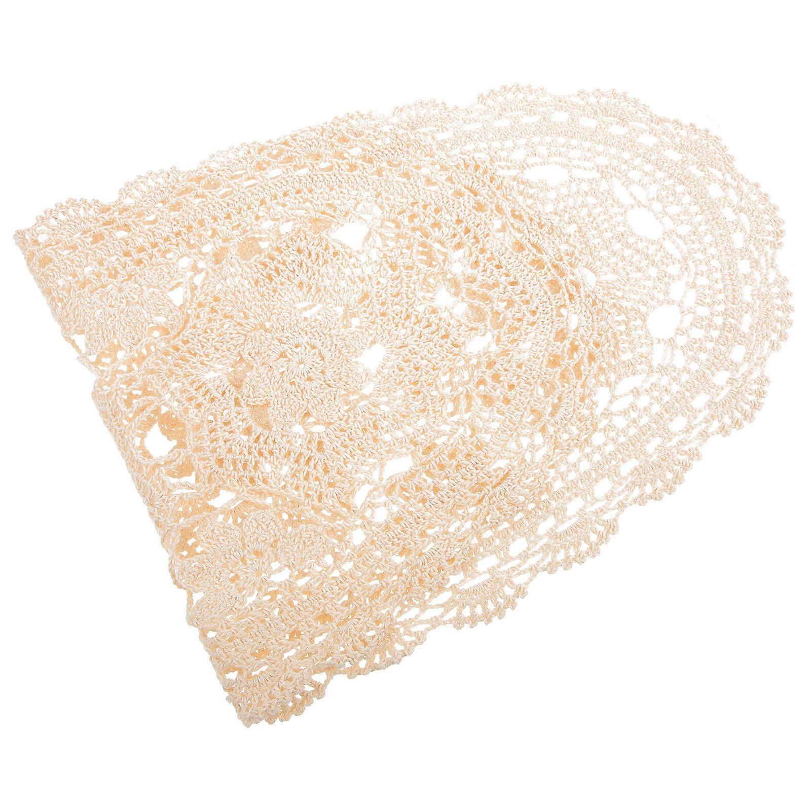 Beige Cotton Crochet Table Runner for Home Table Decoration 3Pcs Pack