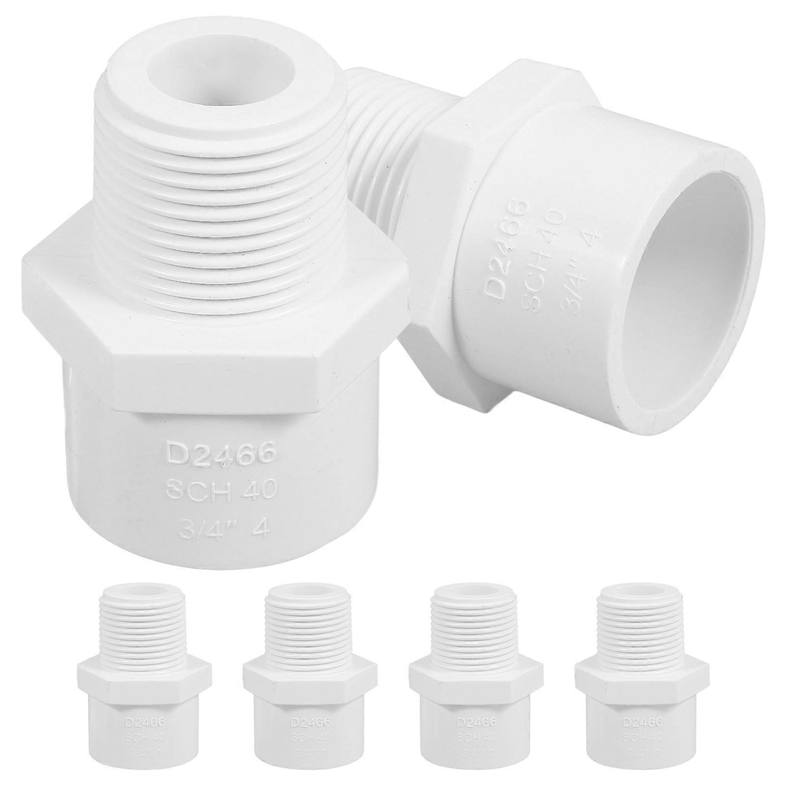 24Pcs PVC Pipe Coupling Male Thread Adapter for Plumbing Line White PVC