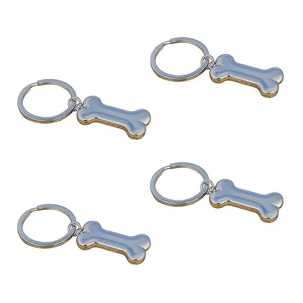 Bone Shape Zinc Alloy Keychain Pendants for Key Holding 8Pcs Silver