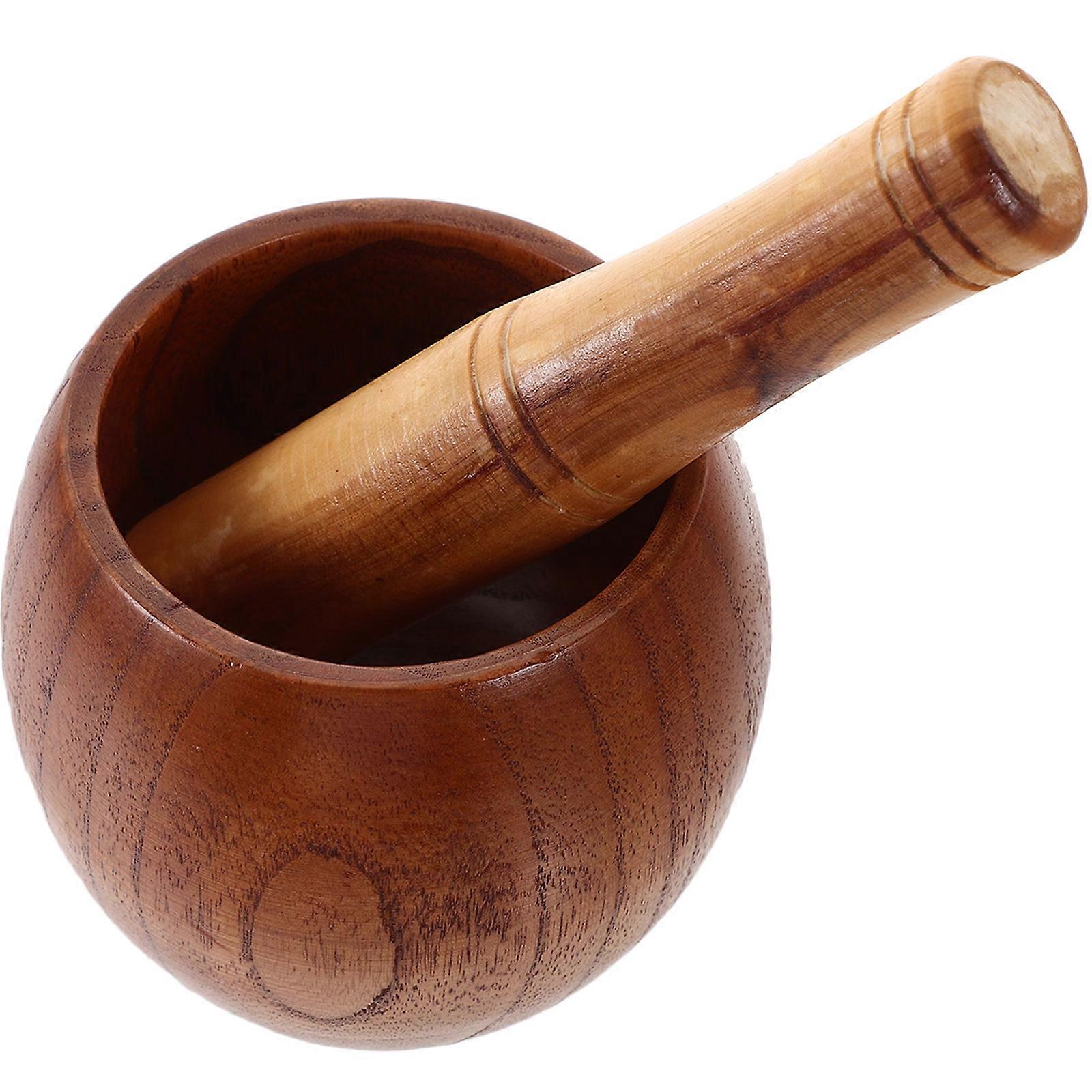 Garlic Press Brown Wooden Crushing Tool For Home Cooks And Pharmacists 1 Set