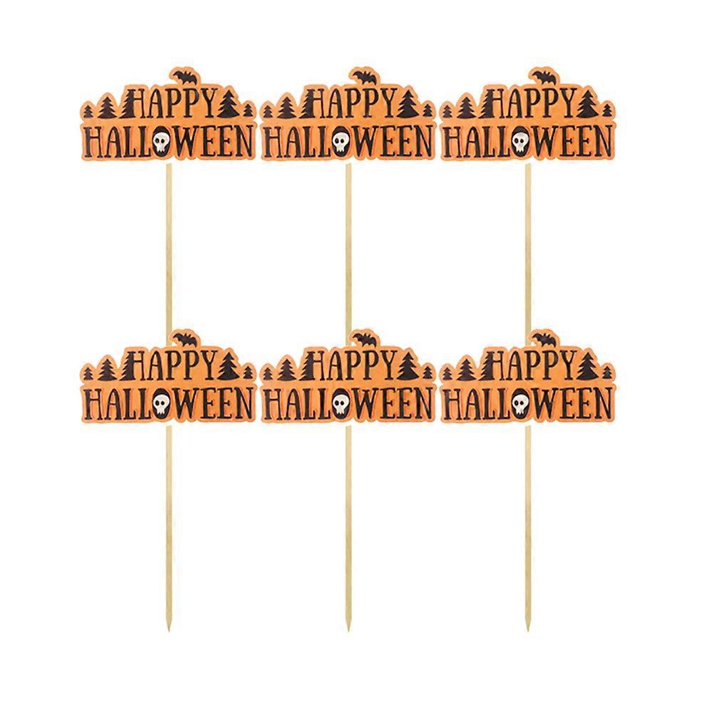 Paper Halloween Cake Toppers for Party Decoration 24Pcs Orange Picks
