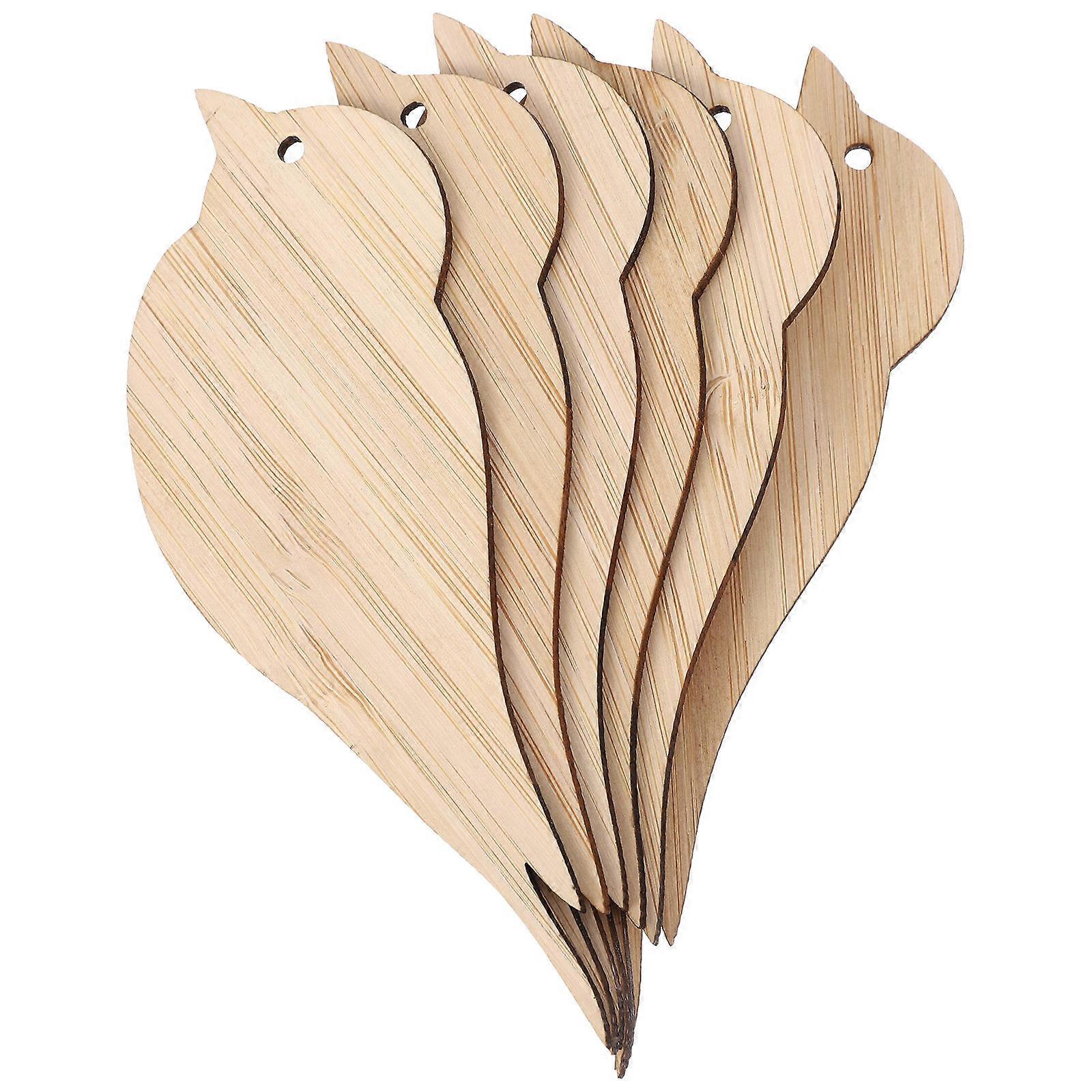 Khaki Bird Shaped Bookmarks Diy Blank Design Bamboo Easy To Color 6Pcs