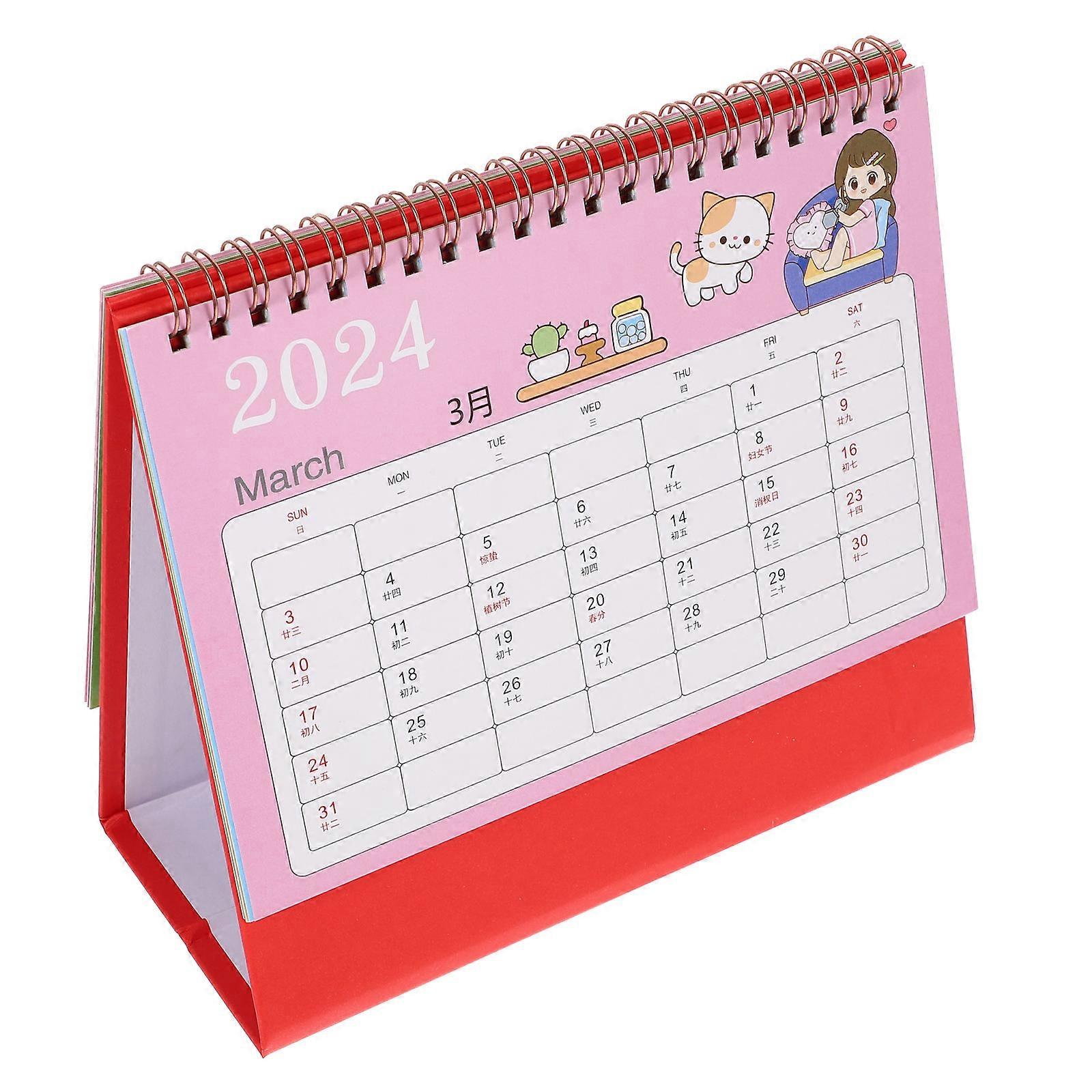 Decorative Desk Calendar with Cartoon Printing for Study 5Pcs