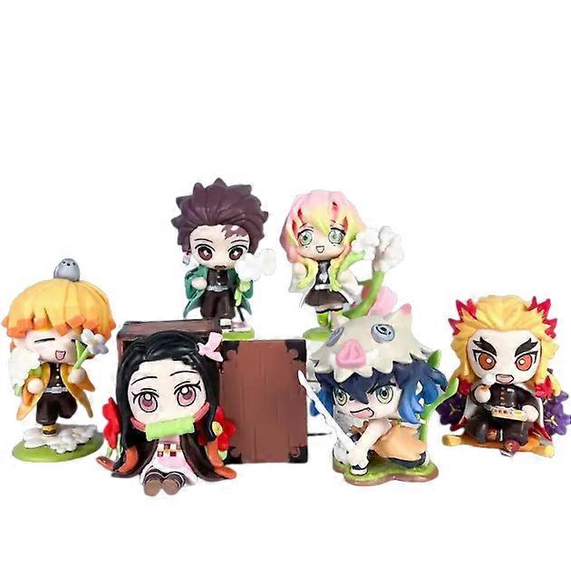 6 pc Demon Slayer Birth Flower Figure 7-9cm Anime Character