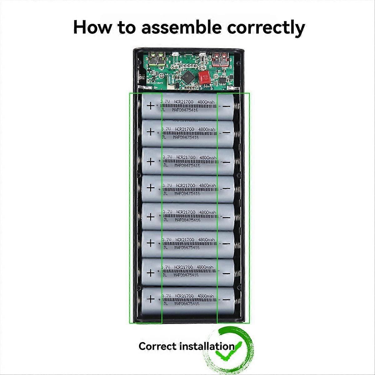 Power Bank DIY Shell Case Battery Charger Box with Lighting Function 8x21700 Battery Shell Storage O
