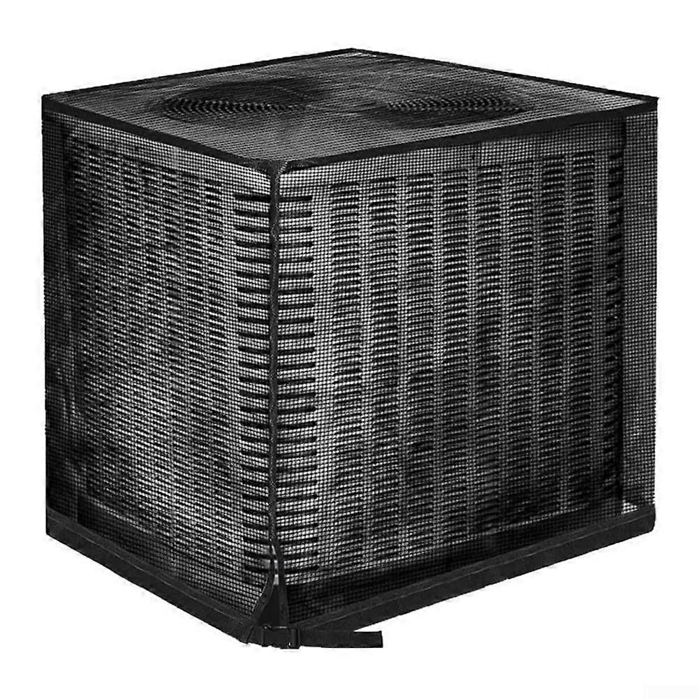 Full Mesh Air Conditioner Cover Outdoor Unit Protector 70x70x80 CM Black Adjustable Drawstring