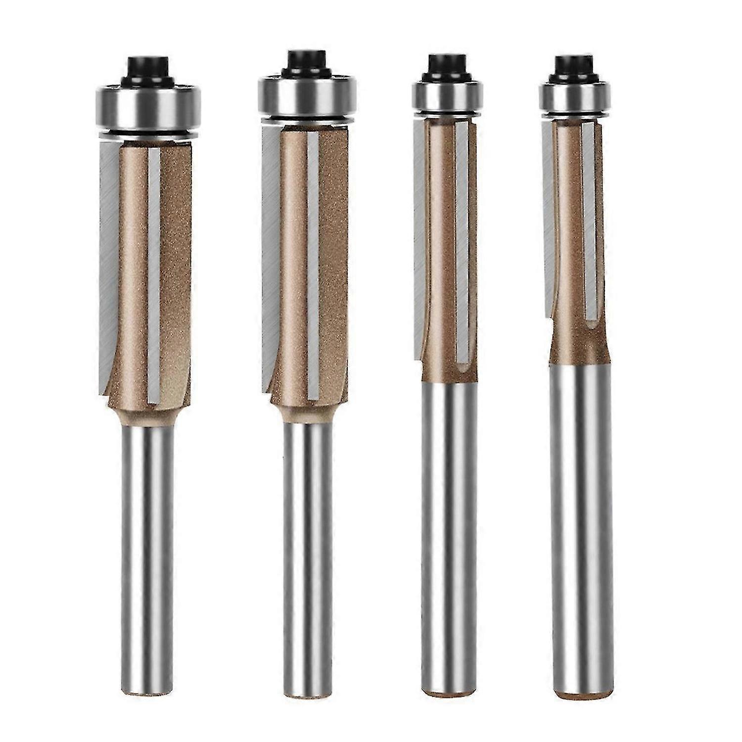 4PCS 6mm Shank Three-Blade Double Bearing Flush Trim Bit Router Bit Professional Woodworking Milling