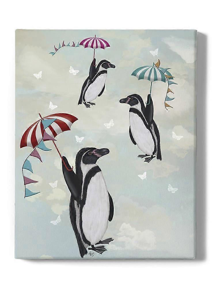 Floating Penguins Wrapped Canvas  -Fab Funky Designs,-ouyac236