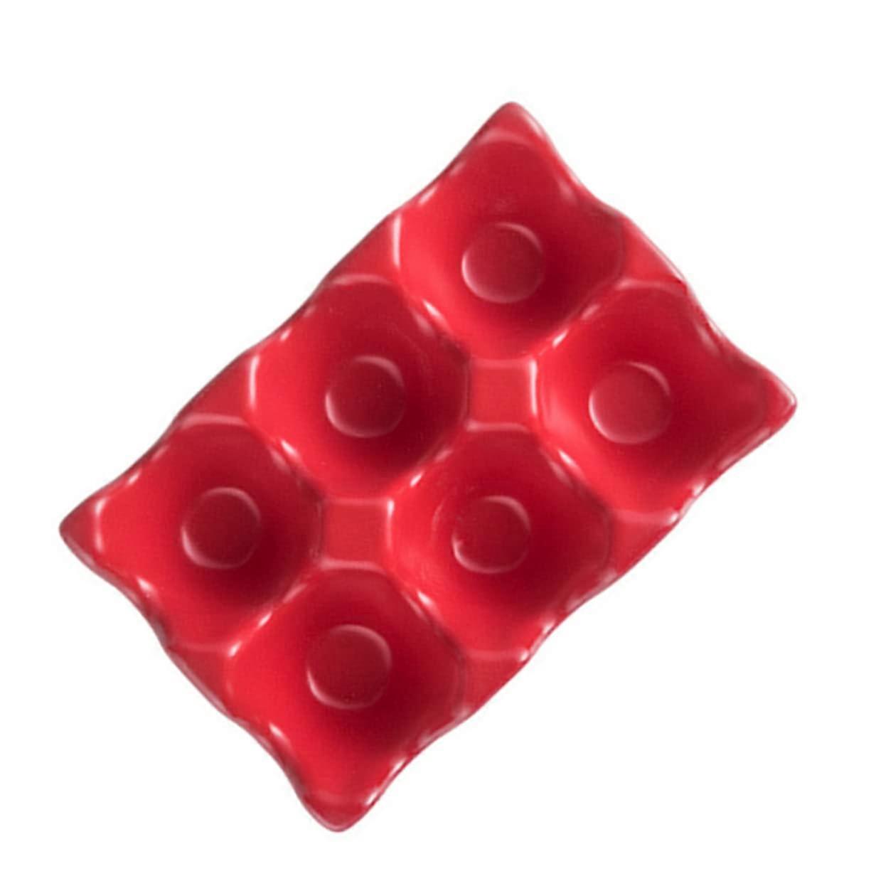 6grids Ceramic Egg Holder Fridge Safe 6Egg Capacity Egg Box SlipBottom Storage Container Red