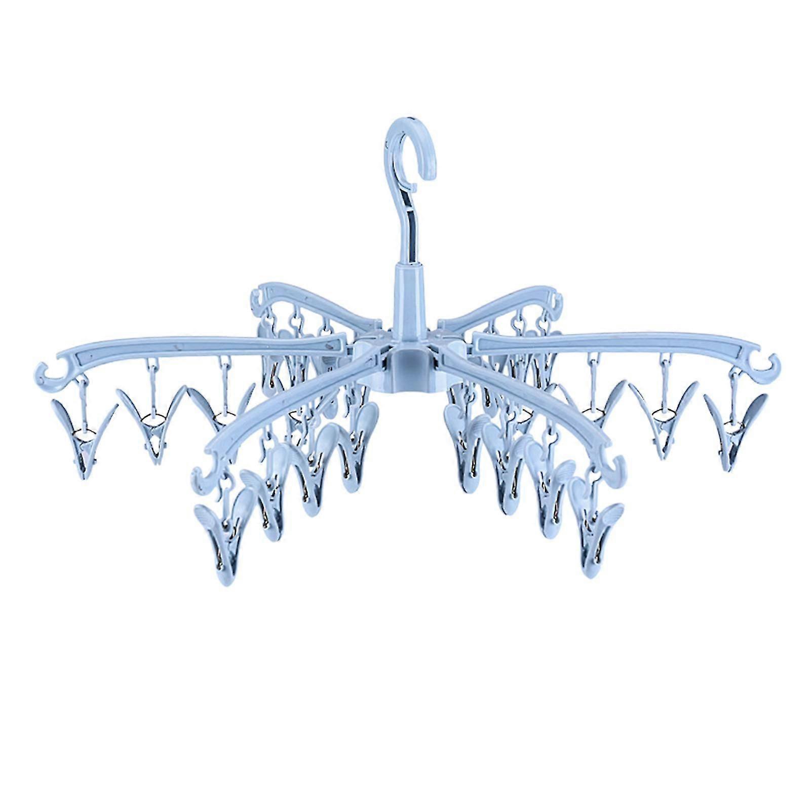 Foldable Drying Rack With 24 Clips Windproof Multi-directional Drying Socks Hanger For Hanging Socks Towels