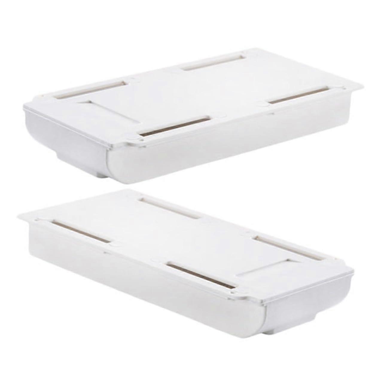 Under Desk Drawer Organizer 2Pcs SelfAdhesive Tape Hidden Desktop Storage Box PP Material Large Capacity For Office Desk