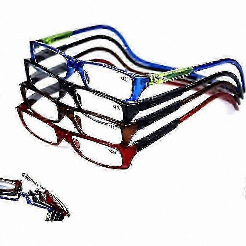 Two-Tone Magnetic Reading Glasses - 4 Pairs with +25 Magnification