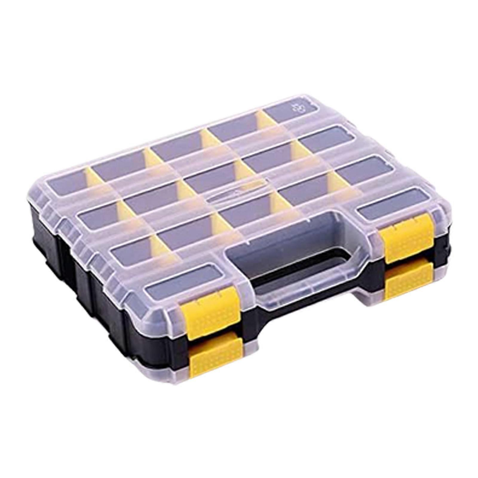 Double-Side Hardware Organizer Box Multifunctional Plastic Storage Tool Case Rectangle Box Case for Screw Beads  Yellow